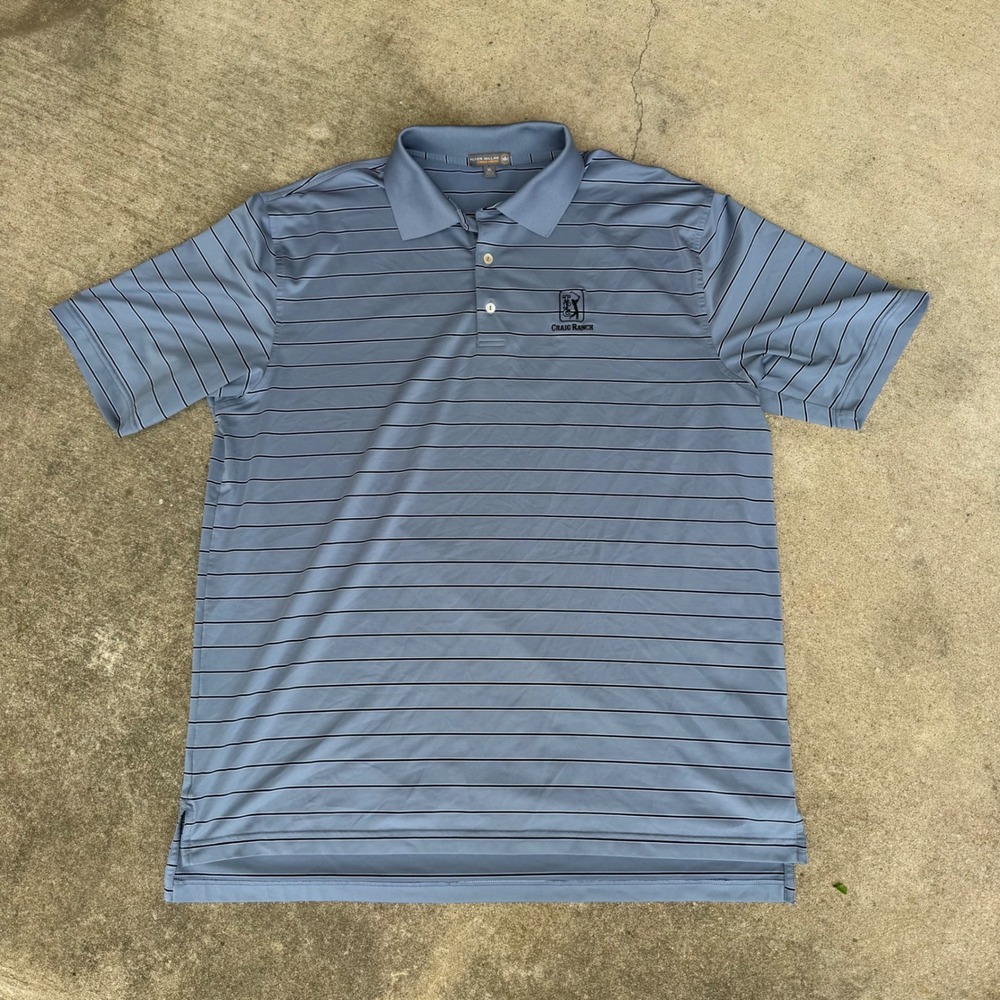 Peter Millar Summer Comfort Polo Shirt Mens XL Blue Striped TPC Craig Ranch Golf